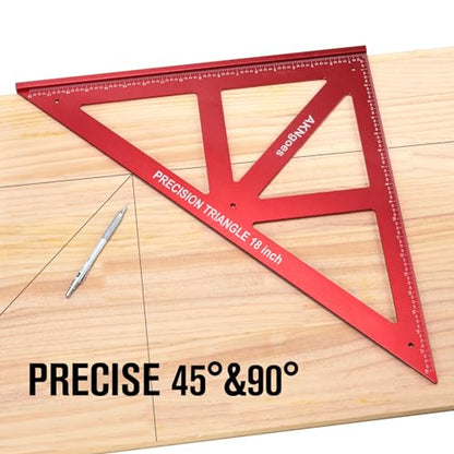 Precision Triangle Square 12inch, Metric & Imperial Scale Framing Square for Precise 90 and 45-Degree Measurement, Aluminum Alloy Architect Ruler for Carpenter - style: 12 inch