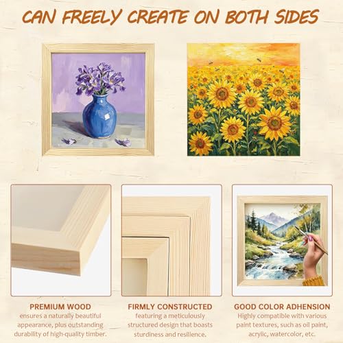 6 Pack Unfinished Blank Wood Panel Boards, Natural Wooden Painting Canvas for Oil, Acrylic Paint, Paint Pouring, DIY Art Crafts Projects (12 * 12inch) - size: 12*12inch