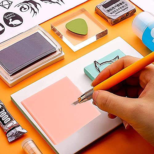 Rubber Carving Block, 9pcs 5 X 5 X 0.8cm Multicolor Square Linoleum Blocks for Printmaking DIY Hand Stamps Crafts Supplies