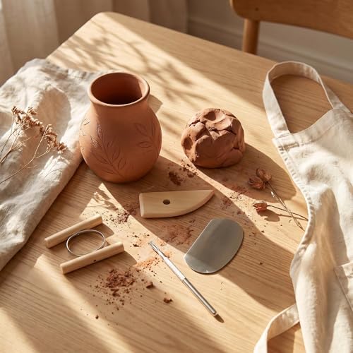 DaChihSheng 27 Pcs Clay Tools Kit Pottery Tools Polymer Clay Sculpting Tools Kit for Carving Air Dry Clay Tools Set for Adults Clay Sculpting Tools Ceramic Tools Graving Tools use for DIY Handicraft - color: Beige + Brownish Red