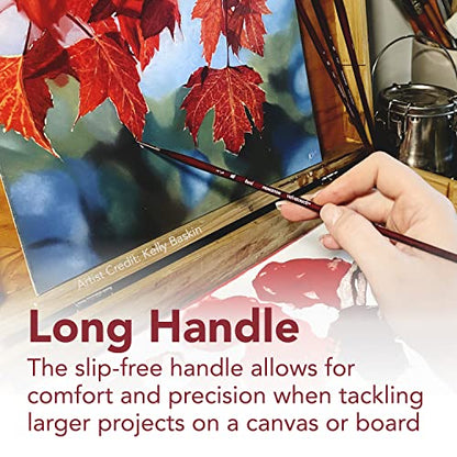 Princeton Velvetouch Artiste, Mixed-Media Brush for Acrylic, Watercolor & Oil, Series 3900 Long Handle Fan 4 (PB3900FN4)