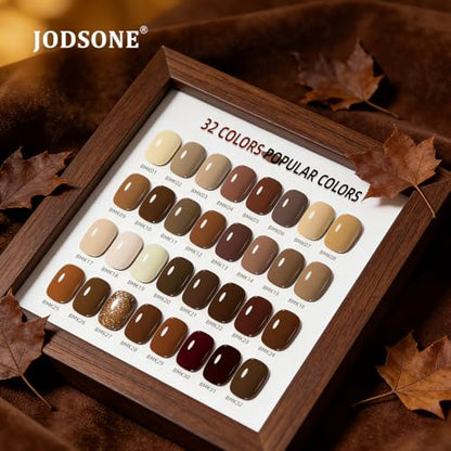 JODSONE Gel Nail Polish Set 32 Colors Nude Brown Gel Polish Set for Salon at Home DIY Nail Art - color: B31