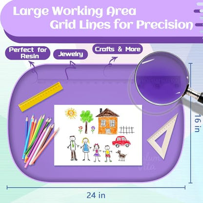 24"x16" Oval Silicone Mats for Crafts - Non-Slip Painting Mat with Raised Edges, Reusable Table Protector for Resin, Clay, Paint ，Playdough ，Jewelry-Making & Crafts Creation (Purple) - color: Purple