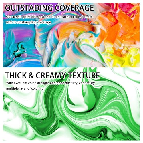 SNOWSUN Green Acrylic Paints, Large Bulk Heavy Body Acrylic Paint (42.4 oz, 1L) - Non Toxic Gloss Thick Art Paint for Multi-Surface, Ideal for Canvas Wood Ceramic Fabric and Leather, Stone Craft, for Artists & Beginners - color: green