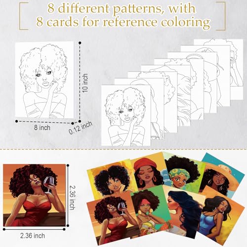 Cholemy 36 Pcs Paint and Sip Kit for Adults 8''x10'' Pre Drawn Canvas for Painting DIY Afro Acrylic Painting Kit Wood Easel Brushes Date Night Bulk for Summer 4th of July Party Gift(Fashion Women) - style: Fashion Women