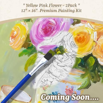 OLDEGG Framed Paint by Numbers Kit for Adults Beginner,2 Pack Rose Floral Themed Adult Paint by Number Kits with Easels Brushes Paints,Paint by Numbers Perfect Crafts Gift Unique Wall Art 12x16 inch - color: Yellow Pink Flower-2pack