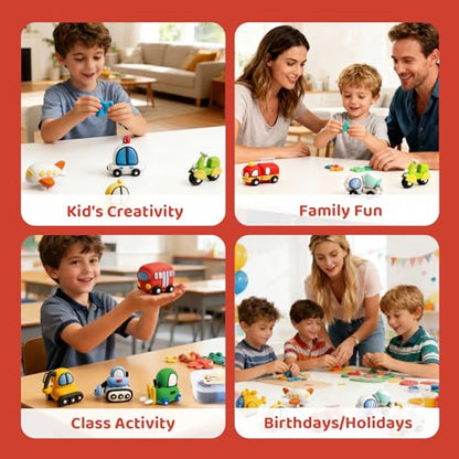Both idea Air Dry Clay Kit, Car Theme | 12 Packs, Non-Toxic Kids Gift | School & Party: Perfect for classroom art activities, birthday party favors, creative family DIY, and holiday celebrations. - style: Tiny Drivers