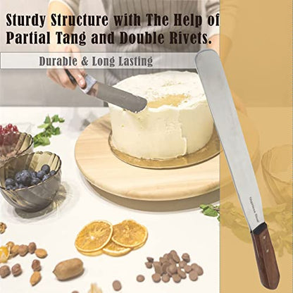 Wooden Handle Chef's Baking Spatula,Pastry Icing Spreader Knife,Stainless Steel,Grilling, Baking Cooking Kitchen Utensil, 12 Inch Blade