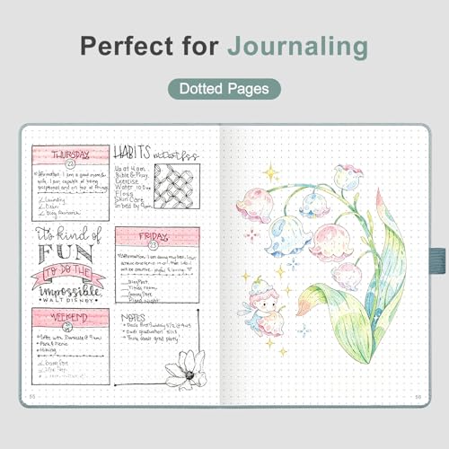 AHGXG Dotted Journal Notebook, 160 Numbered Pages, A5 Medium Size (5.7'' x 8.3''), 120 GSM Thick Paper, Leather Hardcover, for Journaling, Planning, Tracking (Gray Blue) - color: Gray Blue, style: Dotted
