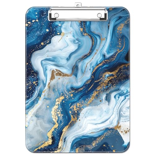 Plastic Cute Clipboard Low-Profile Metal Clip, A4 Letter Size 9 x 12.5 in, 8.5 x 11 Paper Clip Board for Teachers, Nurses, Classroom,Morandi Marble - color: Morandi Marble