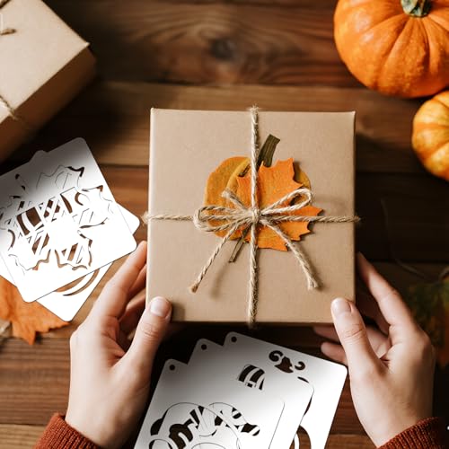 72 PCS 3x3 Inch Thanksgiving Stencils for Painting - Pumpkins, Gourds, Autumn Leaves, Wheat, Turkey Reusable Thanksgiving Painting Templates on Wood, Glass, Fabric, Window Door Decor DIY Decoration - style: 72PCS Thanksgiving