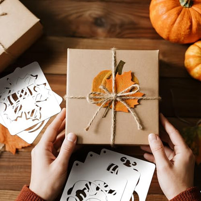 72 PCS 3x3 Inch Thanksgiving Stencils for Painting - Pumpkins, Gourds, Autumn Leaves, Wheat, Turkey Reusable Thanksgiving Painting Templates on Wood, Glass, Fabric, Window Door Decor DIY Decoration - style: 72PCS Thanksgiving