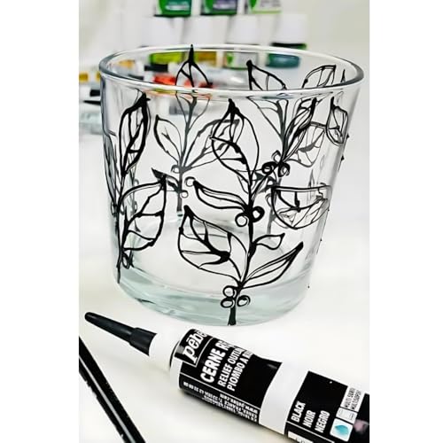 Pebeo Vitrail Cerne Relief Dimensional Paint Black - 20ml 2 Pack Stained Glass & Modern Art Craft Supplies Art Set for Mixed Media, Canvas, Metal, Acrylic, and Glass DIY Paint Set with Ebook