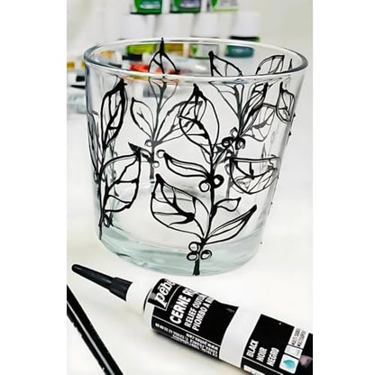 Pebeo Vitrail Cerne Relief Dimensional Paint Black - 20ml 2 Pack Stained Glass & Modern Art Craft Supplies Art Set for Mixed Media, Canvas, Metal, Acrylic, and Glass DIY Paint Set with Ebook