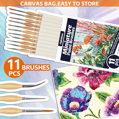 11 Pcs Fine Detail Paint Brush Set - Miniature Brushes with Ergonomic Wood Handles for Acrylic, Watercolor, Oil, Model Painting, Nail Art, Scale Models, Warhammer 40k, Face Painting - size: 11PCS Paint Brushes