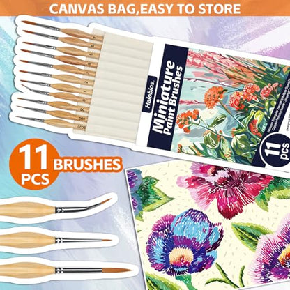 11 Pcs Fine Detail Paint Brush Set - Miniature Brushes with Ergonomic Wood Handles for Acrylic, Watercolor, Oil, Model Painting, Nail Art, Scale Models, Warhammer 40k, Face Painting - size: 11PCS Paint Brushes