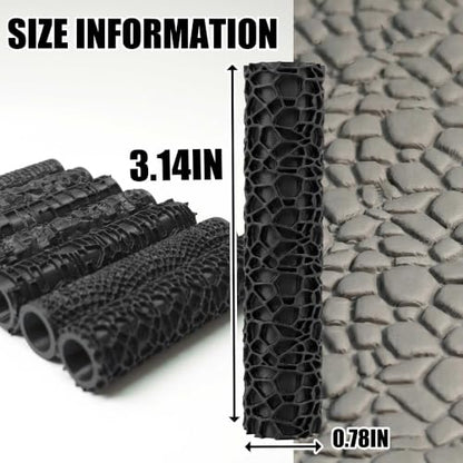 Texture Roller Set – 7-Pattern 3D-Printed Miniature Terrain Rollers for Clay & Modeling – Ideal for D&D, Tabletop, Polymer Clay Crafts (Interesting 7 Patterns) - color: Interesting 7 patterns