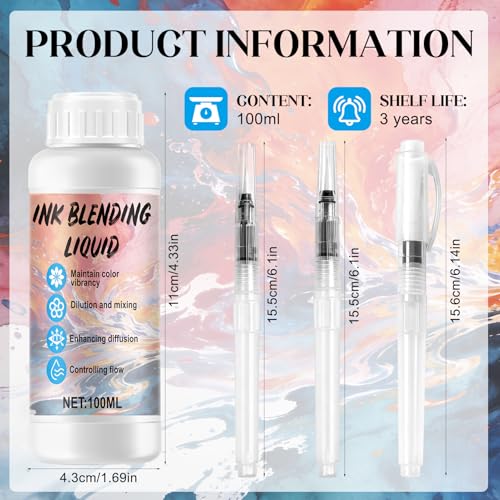 JAOJAO Alcohol Ink Blending Solution, 100ml Ink Medium Liquid, Water Pen | Control Diffusion, Enhance Gloss, Save Ink, Enrich Visual Layers, for Art Painting, Resin, Fluid Art Supplies