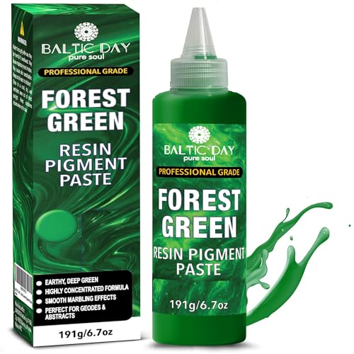 BALTIC DAY Forest Green Epoxy Resin Pigment Paste, Extra Large 191g (6.7oz) – Opaque Resin Colorant, Highly Concentrated Epoxy Dye, Mica Powder Alternative for Resin Art, Jewelry, Tumblers, River Tables & Crafts - color: Forest Green