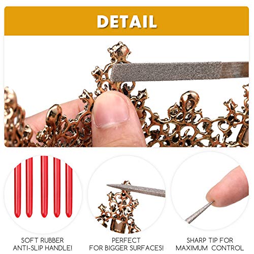Mudder Miniature and Model Files, Includes Diamond Needle File Set(Round, Flat and Triangular,9 Piece)