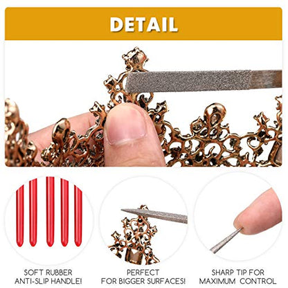 Mudder Miniature and Model Files, Includes Diamond Needle File Set(Round, Flat and Triangular,9 Piece)
