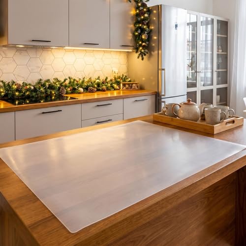 2 Pack Extra Large Silicone Mat, 24 x 48 Inches Non-Slip Heat Resistant Table Protector Large Silicone Mat for Kitchen Counter, Painting, Clay, Projects, Arts and Crafts (Translucent) - size: 24 x 48 inches