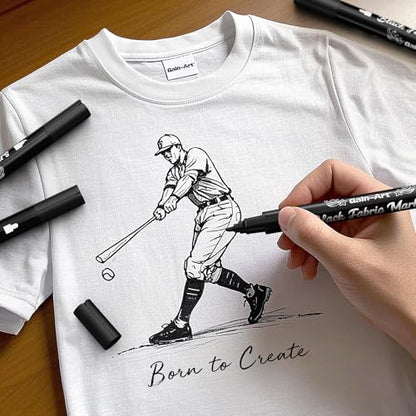 Gain-Art Black Fabric Markers, Dual-Tip Fabric Markers Permanent for Clothes, Non-Toxic Fabric Paint Pens for Personalizing Shirts Bags Hats Canvas, and Textiles
