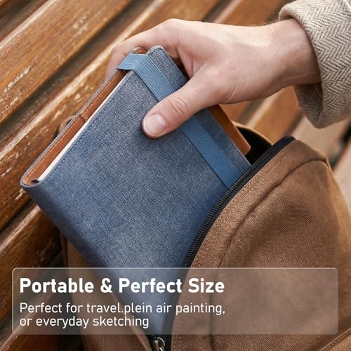 Watercolor Sketchbook A5 (8.3" x 5.8"), 24 Sheets 100% Cotton Hot Press 300GSM 140LB, Refillable Paper with Dual-Sided Consistent Texture, for Watercolor, Gouache, Acrylic & Mixed Media - color: Green