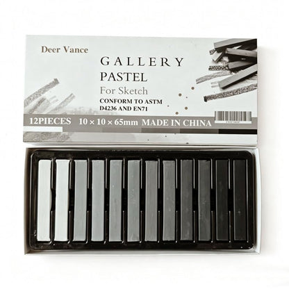 Gallery Pastel for Sketch Grey Tone, 12 Pieces Soft Pastel Sticks Set