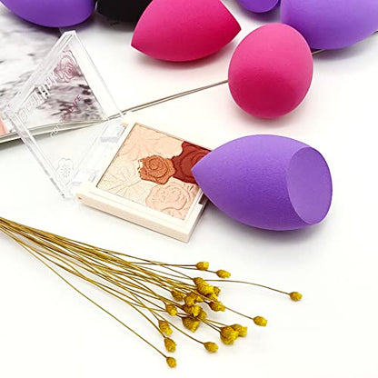 12 Pieces Professional Makeup Sponge Set,Latex Free Flawless Soft Setting Face Puffs,Multicolor Makeup Blending Sponge Cosmetic Applicator for Powder,Liquid,Facial Makeup Tools - color: Black Red Purple