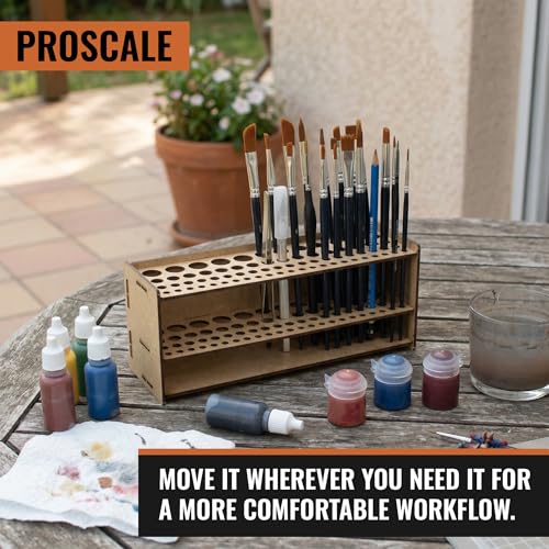 PROSCALE Tool & Brush Organizer for Miniatures & Modeling, Versatile Tabletop or Wall Holder with Multi-Size Holes for Hobby Tools, Files and Accessories