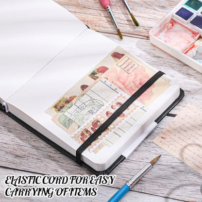 Prudiut Pocket Sketchbook 5 x 5 in, Hardcover, 80 Sheets, Black | 160gsm acid-free paper, elastic closure and ribbon bookmark, compact travel size for sketching on the go - color: Black