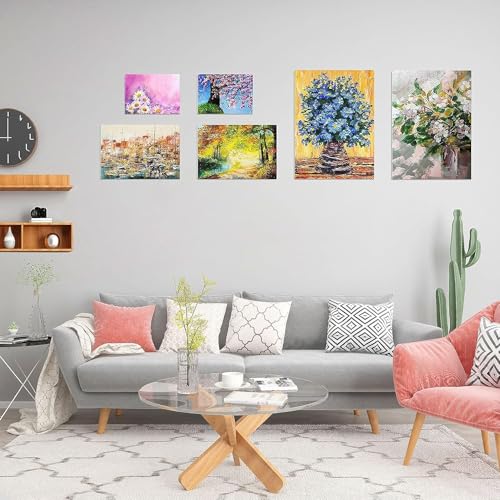 Canvases for Painting, 40x30, 30x20, 20x15, 8 Set Stretched White Canvas with Petal Paint Tray Palettes & Tape, Artist Canvases Frame Board Panels, Cotton Canvas for Oil, Acrylic, Watercolor
