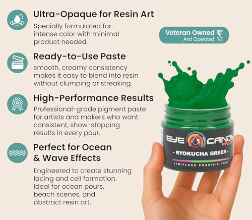 Eye Candy Resin Pigment Paste – Highly Pigmented Epoxy Color, 2 oz, Solid Non-Metallic, Mixable for Custom Shades (Ryokucha Green) - color: Ryokucha Green