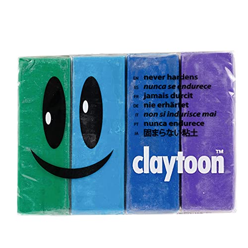 Van Aken Claytoon Modeling Clay – 1 lb (Four 4-oz Bars) – Use for Claymation, Models, and Stop Motion (Cool) - color: Cool