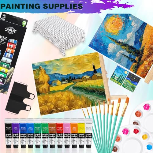QUANWAISJ 10"x12" Sip and Paint Kit for Adults,Acrylic Paint Canvas Set,Couples Painting Kit Date Night,Piece Professional Painting Supplies Kit,Perfect for Art Enthusiasts.(2Pack)