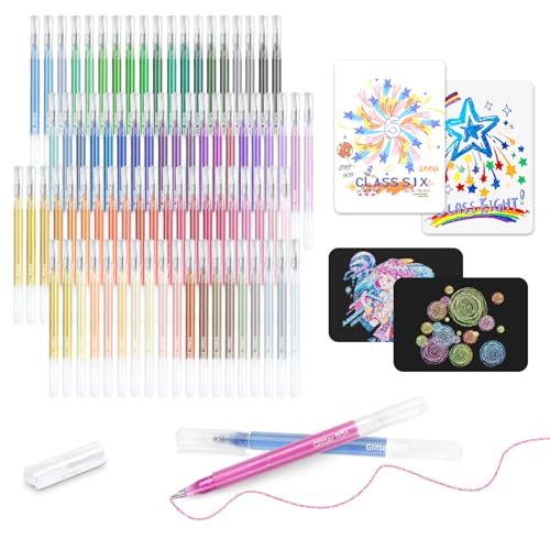 80 Colors Glitter Gel Pens for Adult Coloring Books & Black Paper – Smooth 1.0mm Fine Point, Large Capacity for Journaling & Drawing, Vibrant on Both White & Dark Paper - color: 80 colors