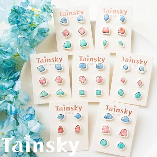 Tainsky 20 Shapes Embedded Polymer Clay Cutters - Gem Studs Clay Jewelry Making Tools, Earring Cutters (Studs) - color: Stud Set
