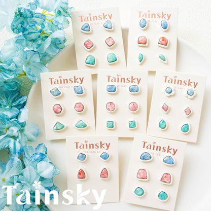 Tainsky 20 Shapes Embedded Polymer Clay Cutters - Gem Studs Clay Jewelry Making Tools, Earring Cutters (Studs) - color: Stud Set