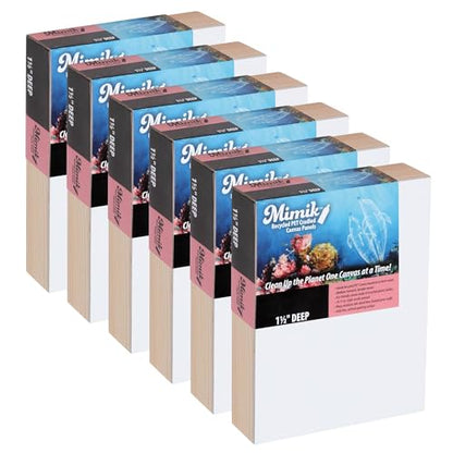 Creative Mark Mimik Recycled PET Cradled Canvas Panel 1-1/2" Depth- 9x12" Pack of 6 - Medium-Textured Painting Board for Eco-Conscious Artists, 14.11 oz Triple-Acrylic-Primed Weight - size: 9x12" Pack of 6