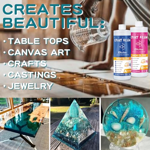 JDiction Epoxy Resin 80OZ- Epoxy Resin Kit Crystal Clear, Non Toxic, Bubble Free Epoxy Resin for Art Craft, Jewelry Making, River Tabletop, Christmas Gift - size: 80 fl oz
