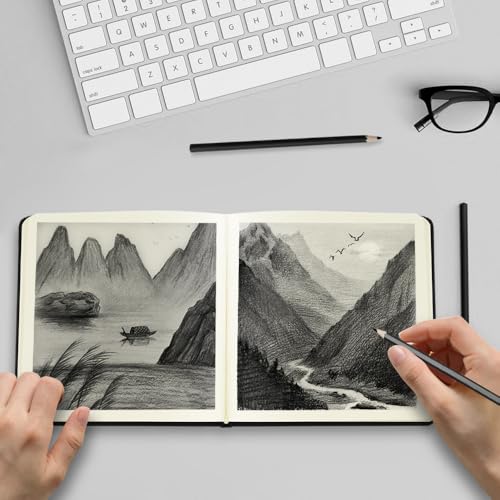 Square 5x5 inches 80gsm 96sheets/192 Pages Notebooks Blank Sketchbooks Travel Journal Pocket Hardcover Paint Writing Diary Memo Planner PU Leather Cover. Black - color: PU Cover-5x5in-Black