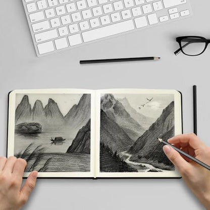 Square 5x5 inches 80gsm 96sheets/192 Pages Notebooks Blank Sketchbooks Travel Journal Pocket Hardcover Paint Writing Diary Memo Planner PU Leather Cover. Black - color: PU Cover-5x5in-Black