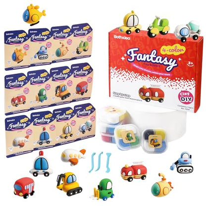 Both idea Air Dry Clay Kit, Car Theme | 12 Packs, Non-Toxic Kids Gift | School & Party: Perfect for classroom art activities, birthday party favors, creative family DIY, and holiday celebrations. - style: Tiny Drivers