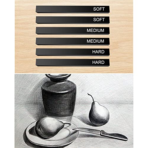 Artists Compressed Charcoal Sticks Square Black Coal Sticks Sketch Art Supplies for Drawing Sketching Shading Tool 6 PCS