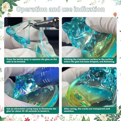 UV Resin Kit with Light - 50g UV Glue & Resin Glue for Jewelry Repair, Plastic Welding,Windshield Repair - Fast Curing in Seconds, Portable Design for Crafts, Glass, DIY Decor