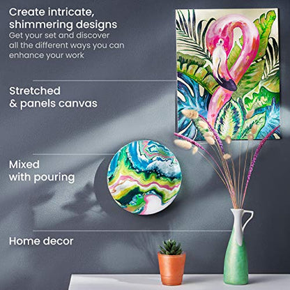 Arteza Metallic Acrylic Paint, Set of 8 Floral Brilliance Colors 4 oz Tubes, Rich Pigments, Non Fading, Non Toxic Paints for Artists & Hobby Painters - style: 8 x 120ml (4.06 fl oz) Floral Brilliance