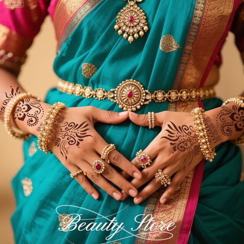 Large Henna Tattoo Stencil Kit - 10 Sheets, Reusable Adhesive Templates for Women and Girls, Indian Arabian Tattoo Stickers for Hand and Body Paint - Body Art Stencil Temporary Tattoos