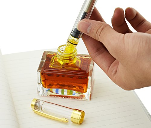 Lanxivi 4 PCS Yongsheng 3008 Piston Fountain Pen Fine Nib Transparent Diversity Color Gold Trim Set - color: 3008 Gold Trim F