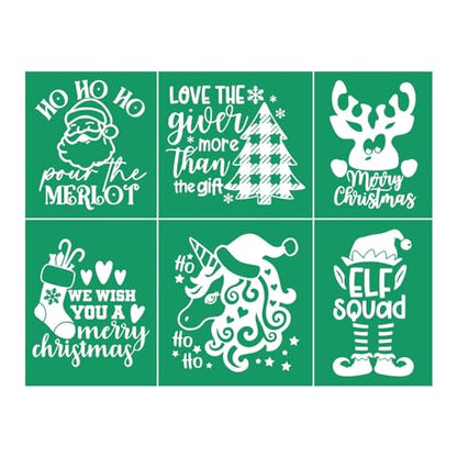Christmas Elf Self-Adhesive Silk Screen Stencils,HO HO HO Screen Printing Stencils for Craft Xmas Socks Chalk Stencil Transfers Reusable Stencils for Painting on Wood T-Shirt Fabric Farm Sign - color: Elf squad stencils